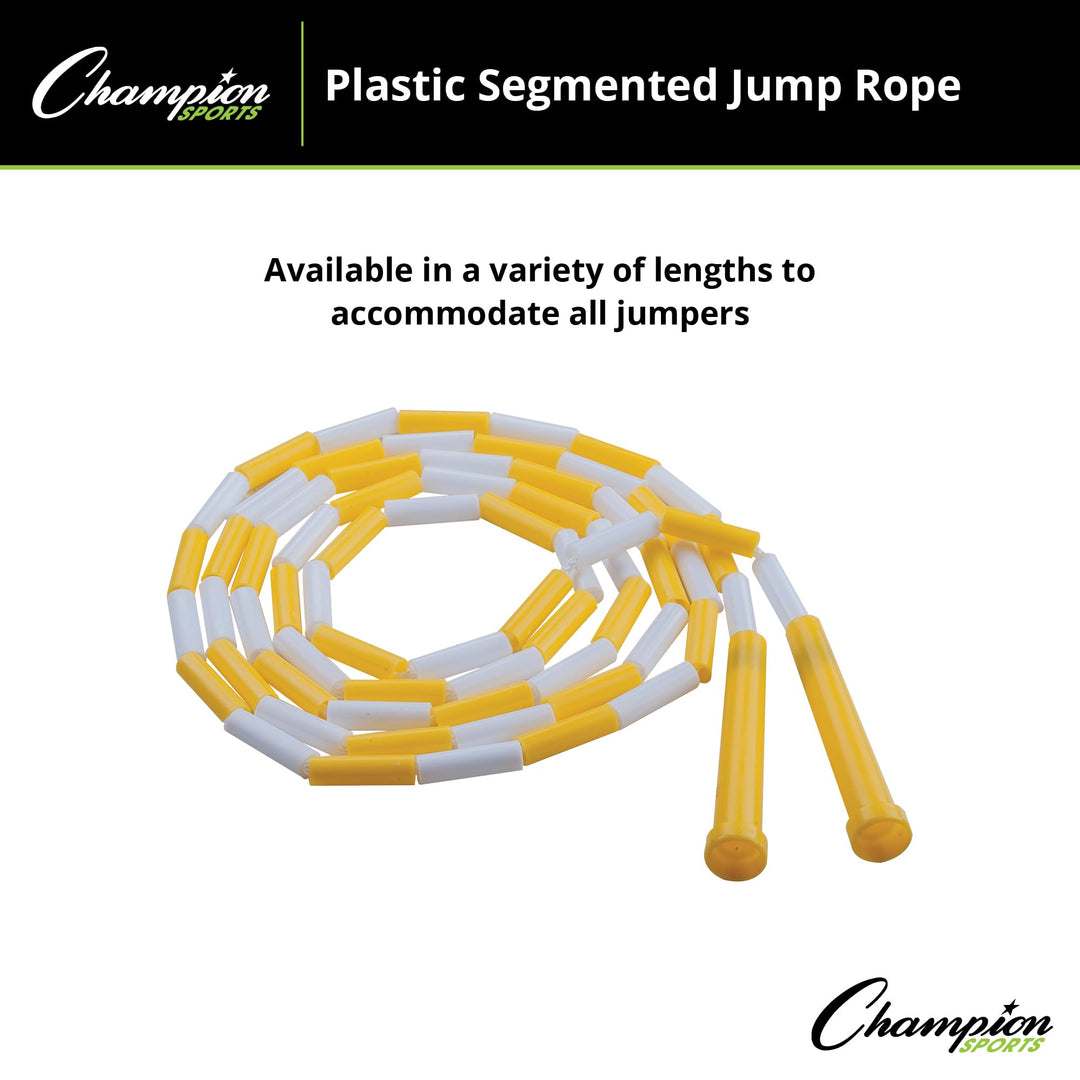 Champion Sports Classic Plastic Segmented Beaded Jump Ropes - Phys. Ed, Gym, Fitness and Recreational Use, 8'L, Yellow/White