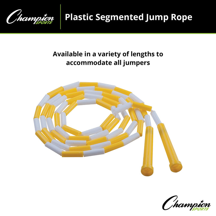 Champion Sports Classic Plastic Segmented Beaded Jump Ropes - Phys. Ed, Gym, Fitness and Recreational Use, 8'L, Yellow/White