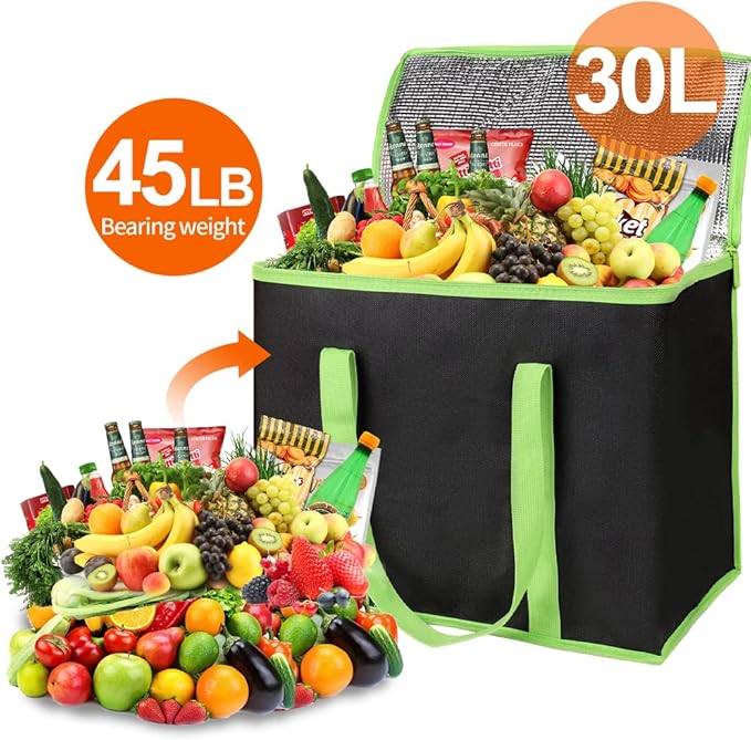 Insulated Reusable Grocery Shopping Bags, 4 Packs