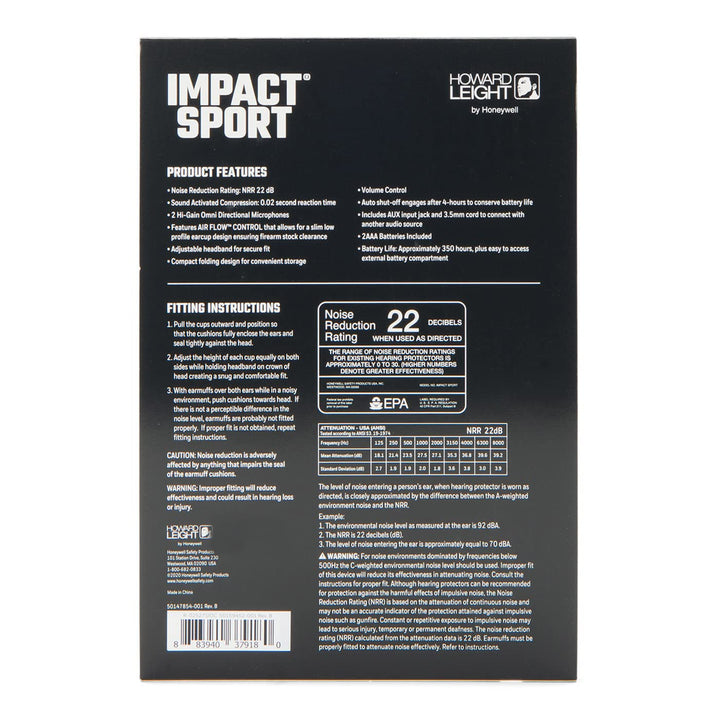 Howard Leight R-02526 by Honeywell Impact Sport Sound Amplification Electronic Shooting Earmuff, MultiCam
