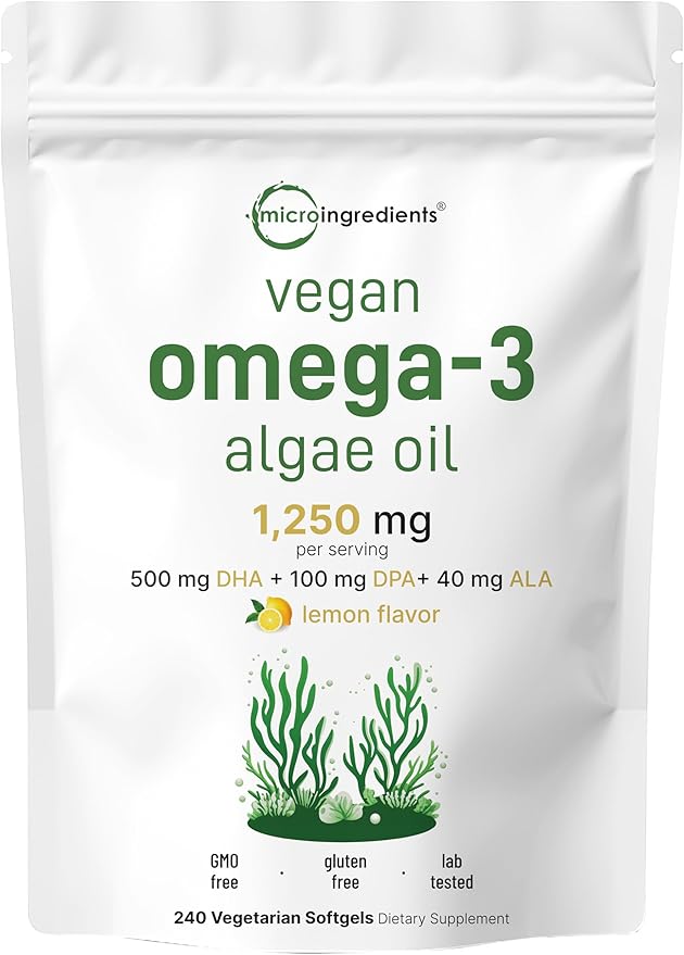 Micro Ingredients Oil of Oregano Softgels 300 Count & Vegan Omega 3 Algae Oil Supplement Bundle 2 Pack | Carvacrol & Thymoquinone | Full Spectrum Omega-3 Alternative