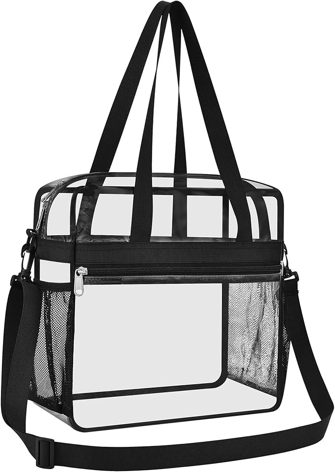 USPECLARE Clear Tote Stadium Approved, Security Travel & Gym Clear Bag for Work Sports Games Concerts