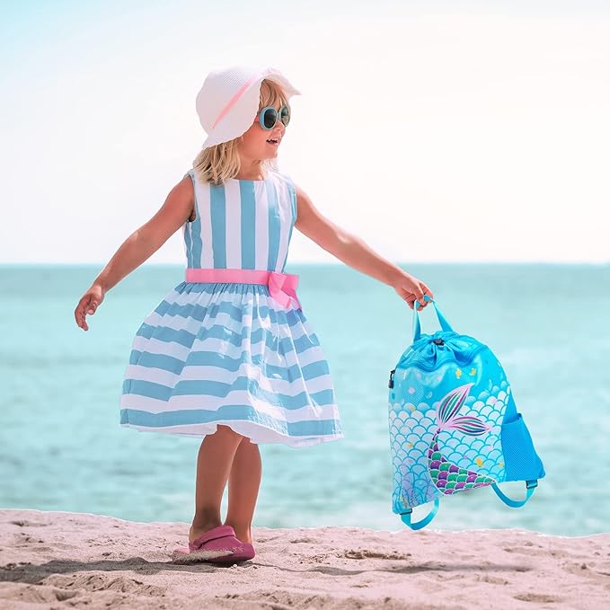 WAWSAM Gym Drawstring Backpack String Bag - 15” x 17” Sports Gym Bag for Kids Waterproof Swimming Beach Shopping Yoga Bag