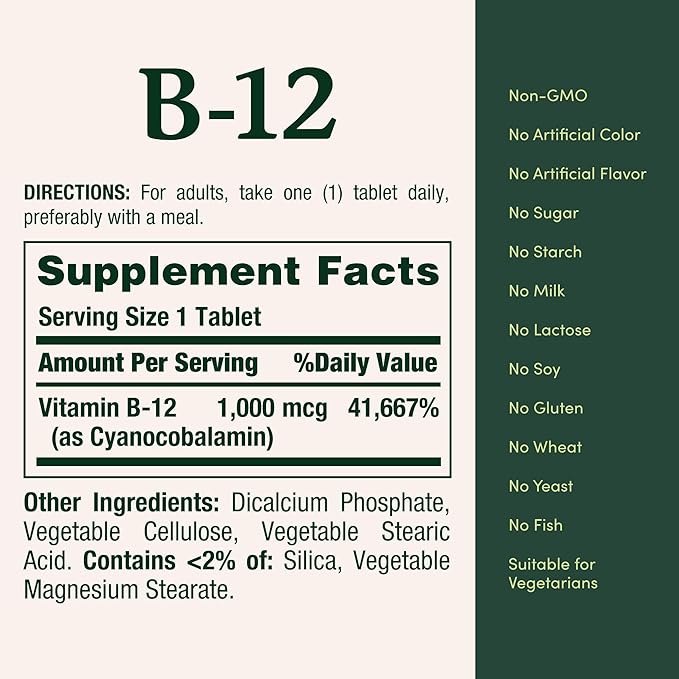 Nature's Bounty Vitamin B12 1000 mcg Supplements, Supports Energy Metabolism, 200 Ct