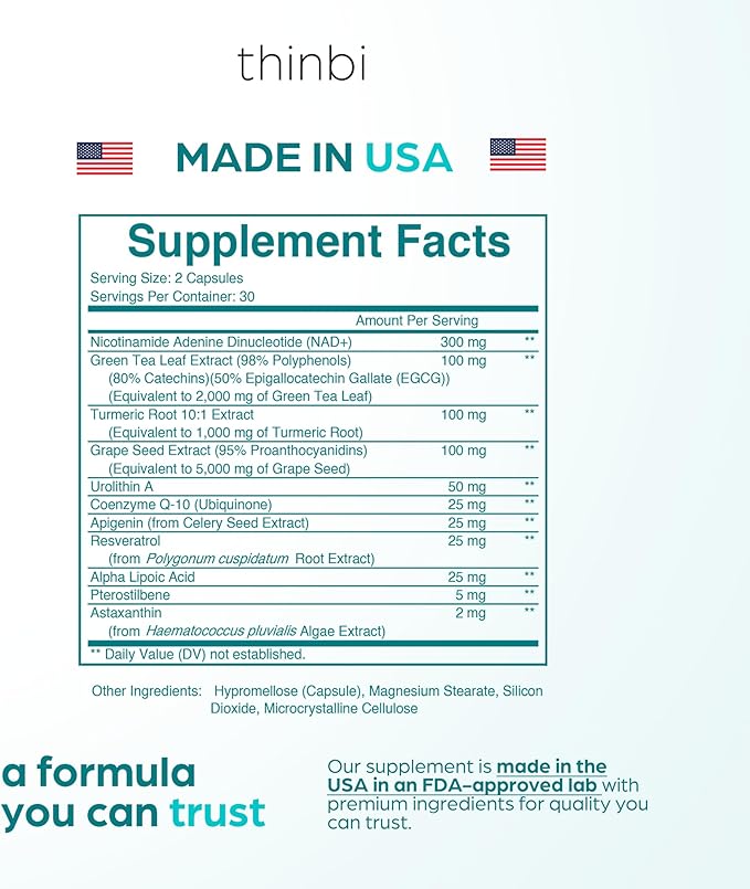 NAD Supplement 8457 mg Extra Strength NMN Alternative Liposomal, Green Tea + Astaxanthin for Women & Men, Resveratrol, CoQ10, Alpha Lipoic Acid – Energy Anti-Aging,Cell Regeneration –30-Day