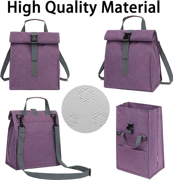 Unisex Insulated Lunch Bag, Purple, 8.8" x 6" x 9"