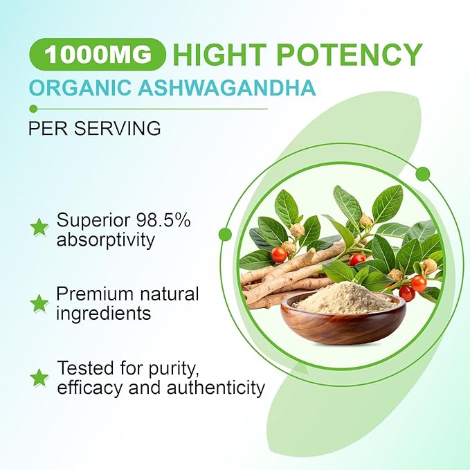 2 Pack Ashwagandha Gummies & Vitamin D Gummies for Women & Men - with Vitamin C for Support Calm Mood, Relaxation & Immune, Mixed Berry 60 Cts