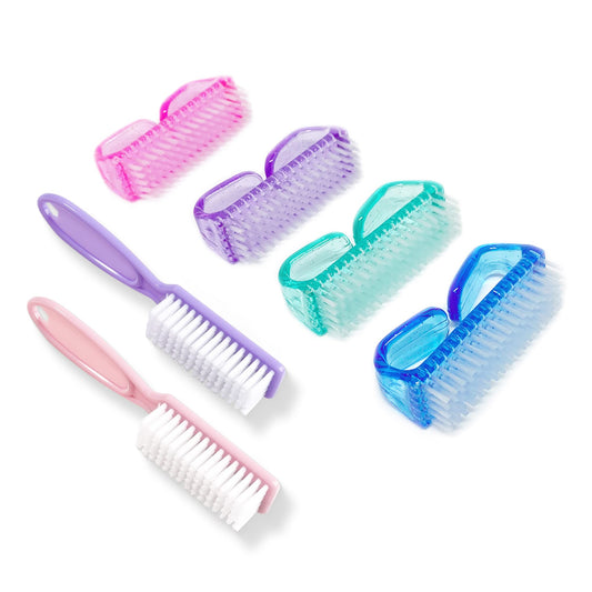 6 Pack Handle Grip Nail Cleaning Brush, Qeedy Fingernail Brush Cleaner Scrub Brush Kit for Toes Shower and Women & Men & Kids (Color B)