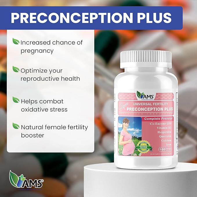 America Medic & Science Preconception Plus (180 Capsules) Conception and Fertility Supplement | Physician Formulated Pills to Support Conception | Prenatal Vitamins Best for Women Trying to Conceive