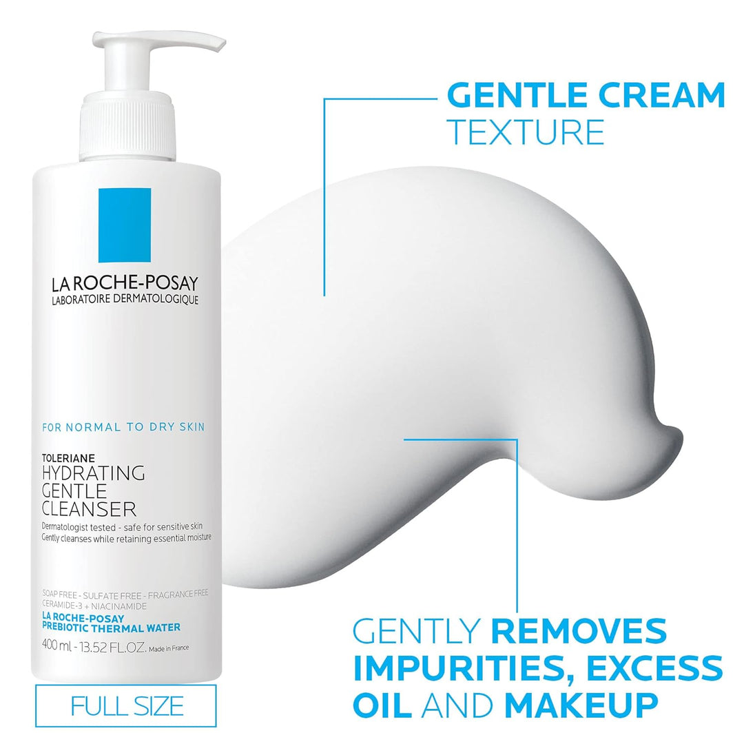 La Roche-Posay Toleriane Hydrating Face Cleanser | Niacinamide & Ceramides | Fragrance-Free, For Sensitive Skin
