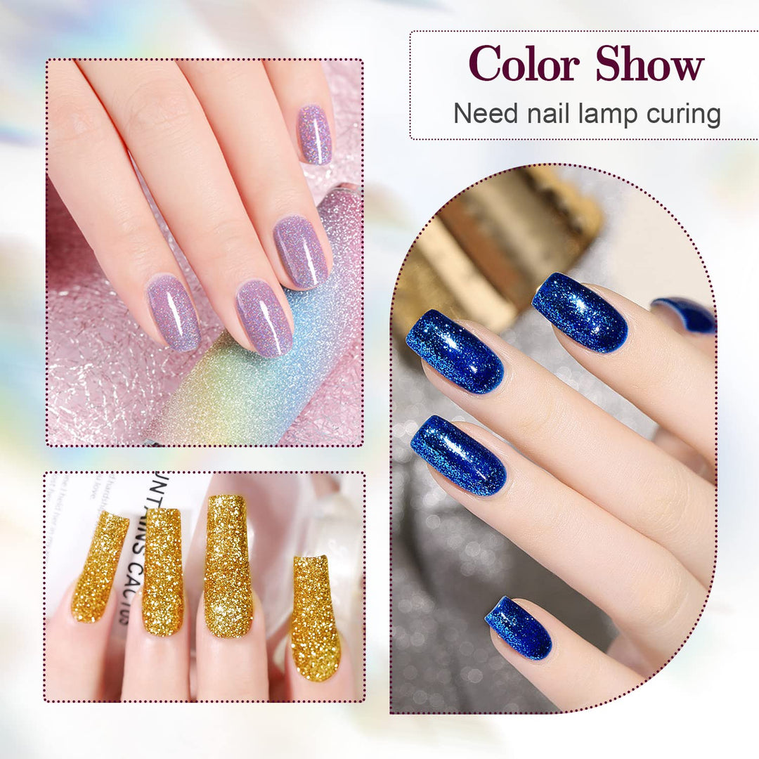 32+4 Pcs Gel Nail Polish Kit | Glitter Soak Off Gel for DIY Manicure