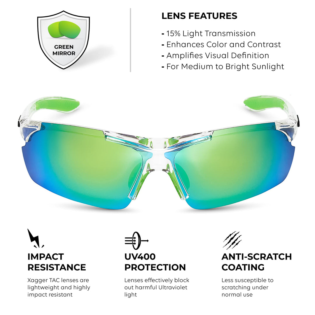 Xagger Polarized Wrap Around Sport Sunglasses for Men Women UV400 Baseball Softball Running Cycling Glasses