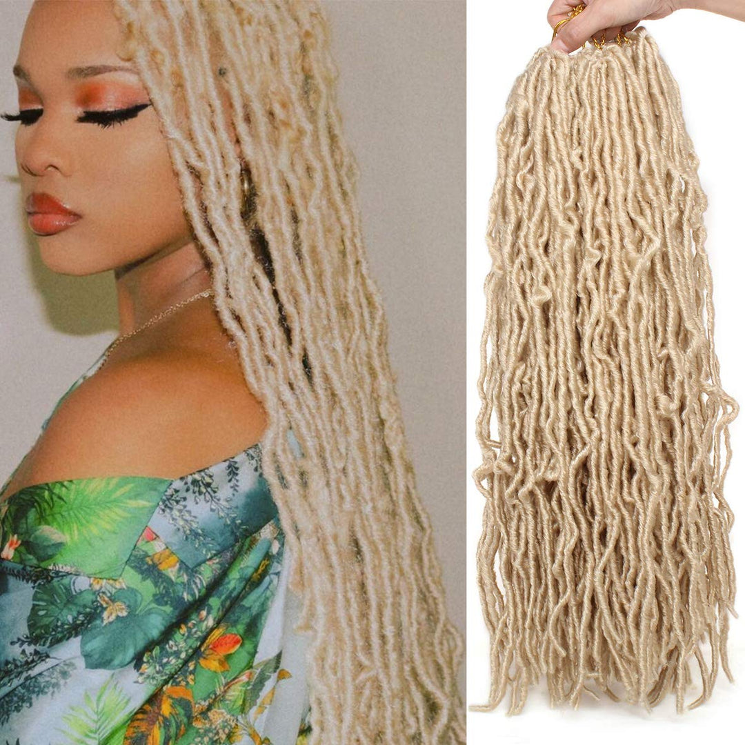 18 Inch Blonde Nu Faux Locs Crochet Hair 2Packs Goddess Soft Locs Crochet Braids Hair For Butterfly Locs, Pre-Looped Soft Natura
