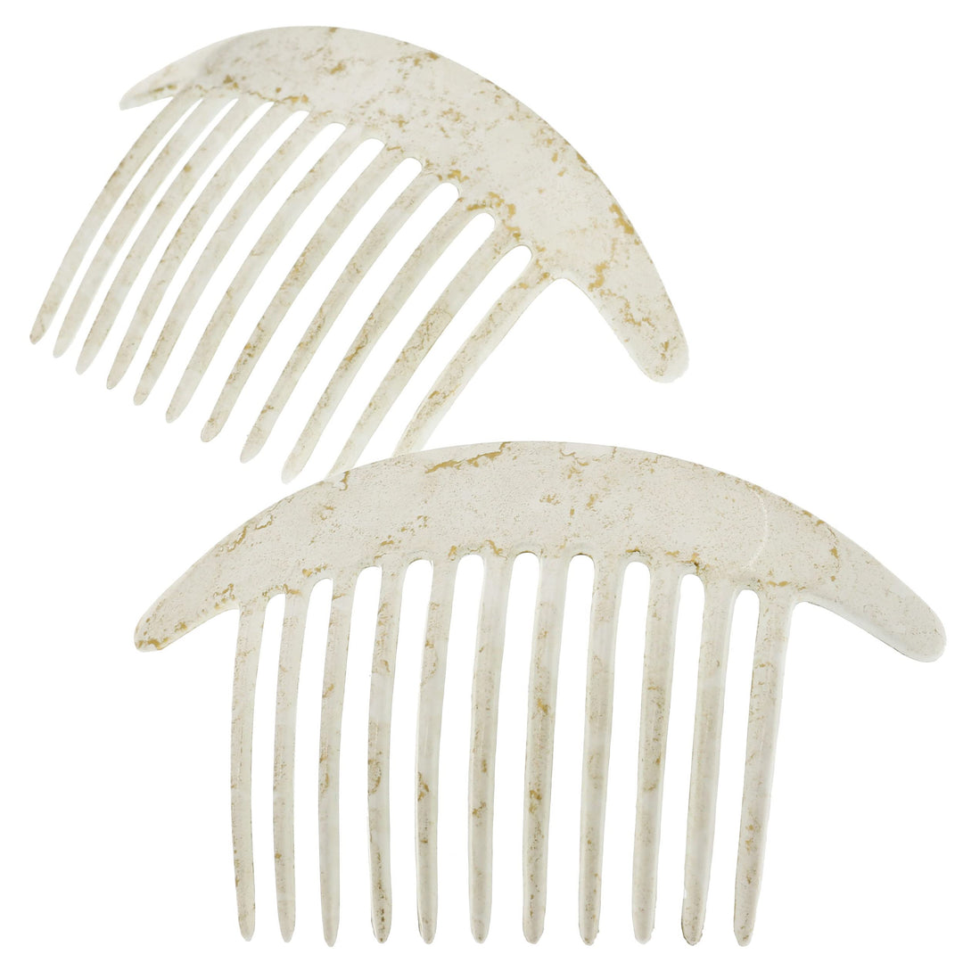 Camila Paris Cp2940 French Hair Side Combs, White Pearl Interlocking Combs French Twist Hair Combs, Strong Hold Hair Clips For W