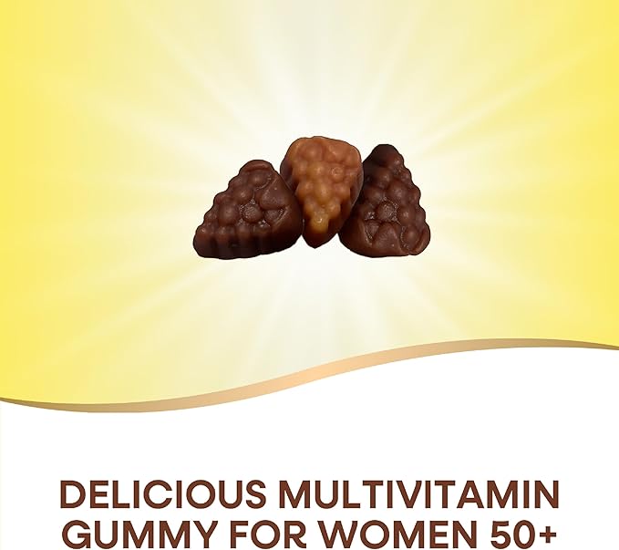 Nature’s Way Alive! Women’s 50+ Premium Gummy Multivitamin, Supports Healthy Heart, Brain & Bones*, B-Vitamins, Gluten-Free, Vegetarian, Grape and Cherry Flavored, 75 Gummies (Packaging May Vary)