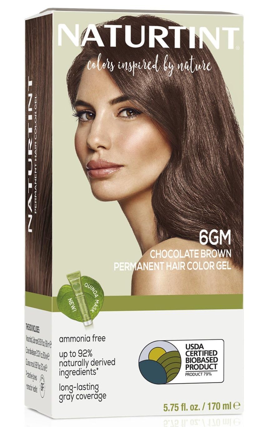 Naturtint 6GM Chocolate Brown Permanent Hair Color (Pack of 1), Ammonia Free, Vegan, Cruelty Free, up to 100% Gray Coverage, Long Lasting Results (Packaging may vary)