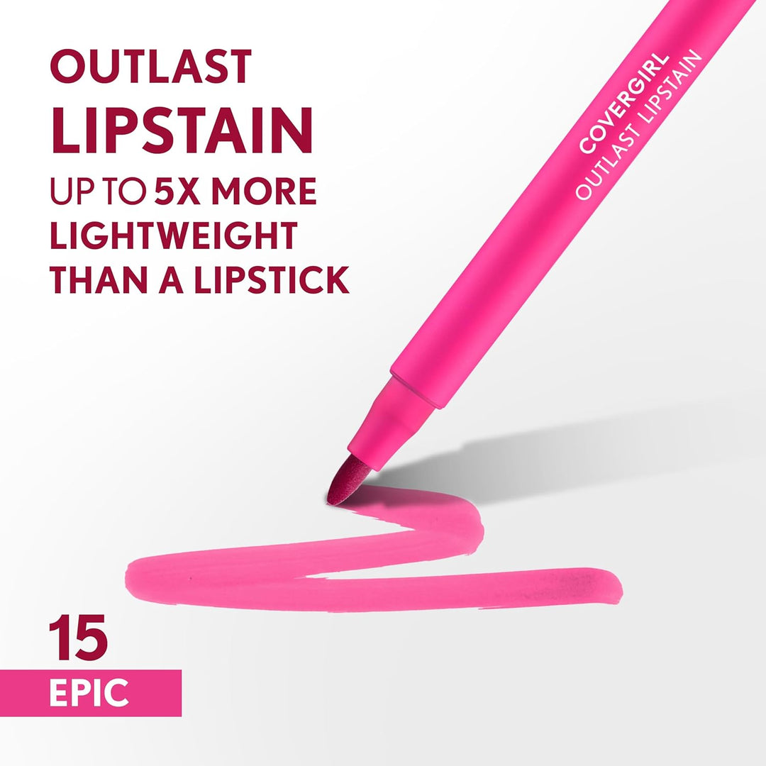 CoverGirl Outlast 15 Epic Lipstain | Vegan, Transfer-Proof, Satin Finish