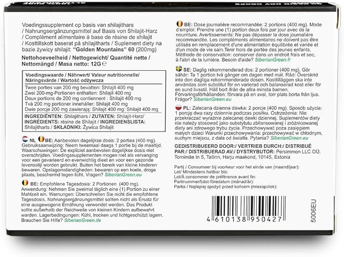 Premium Pure Shilajit Dry Drops Altai Golden Mountains - 60 Count (200 mg) Authentic Safety & Quality Certificate - US Lab Tested Fulvic Acid