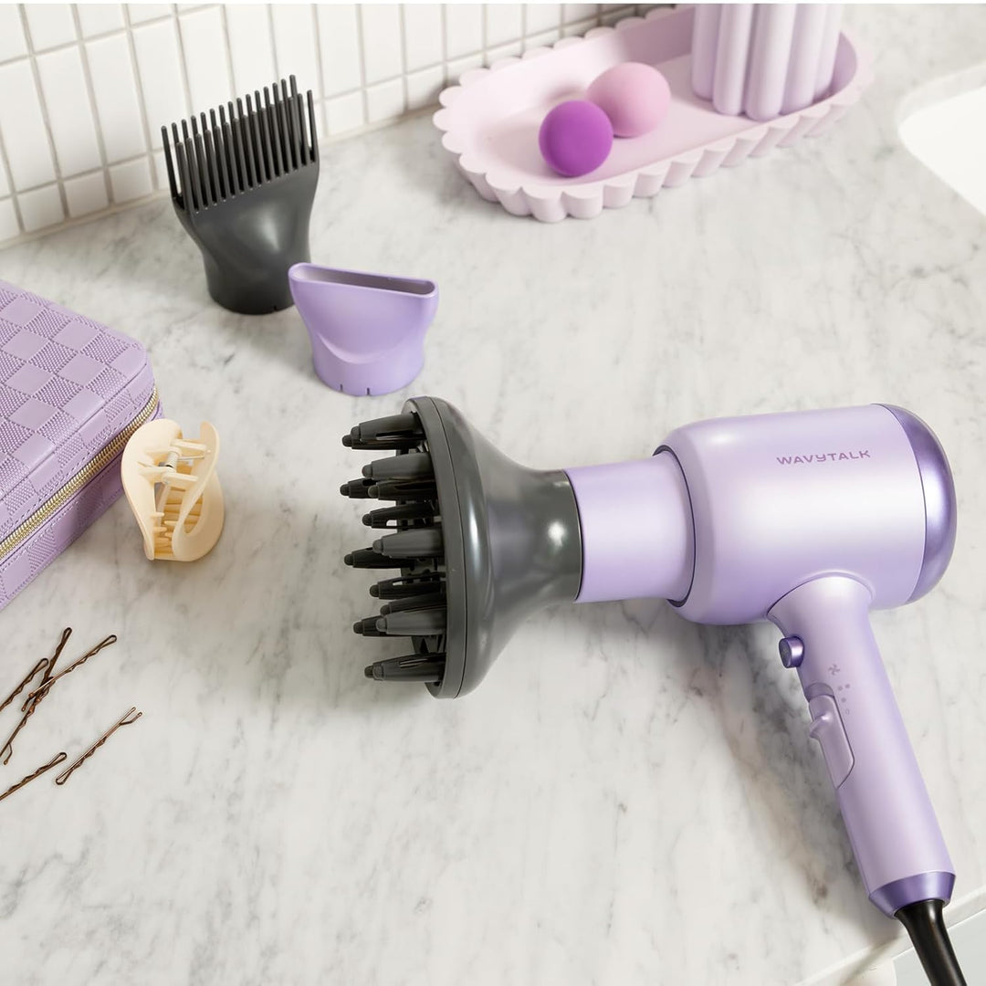 Wavytalk 1875W Ionic Hair Dryer | Diffuser & Comb for Curly Hair | Green