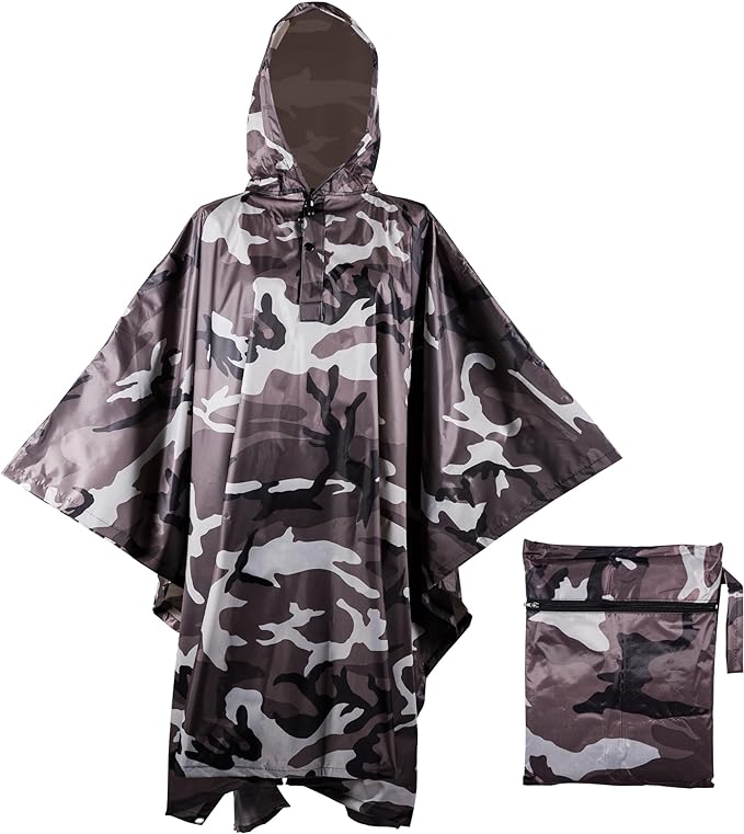 Heavy Duty Rain Poncho for Backpacking, Waterproof Lightweight for Adults, Military, Emergency, Camping, Men, Women