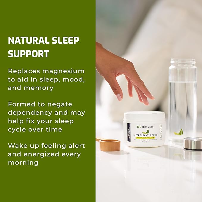 BIOptimizers Sleep Breakthrough – Natural Melatonin Free Vegan Deep Sleep Support with Magnesium and Zinc for Adults | Non Habit Forming | 202.5 g Powder (Tropical Dreams)