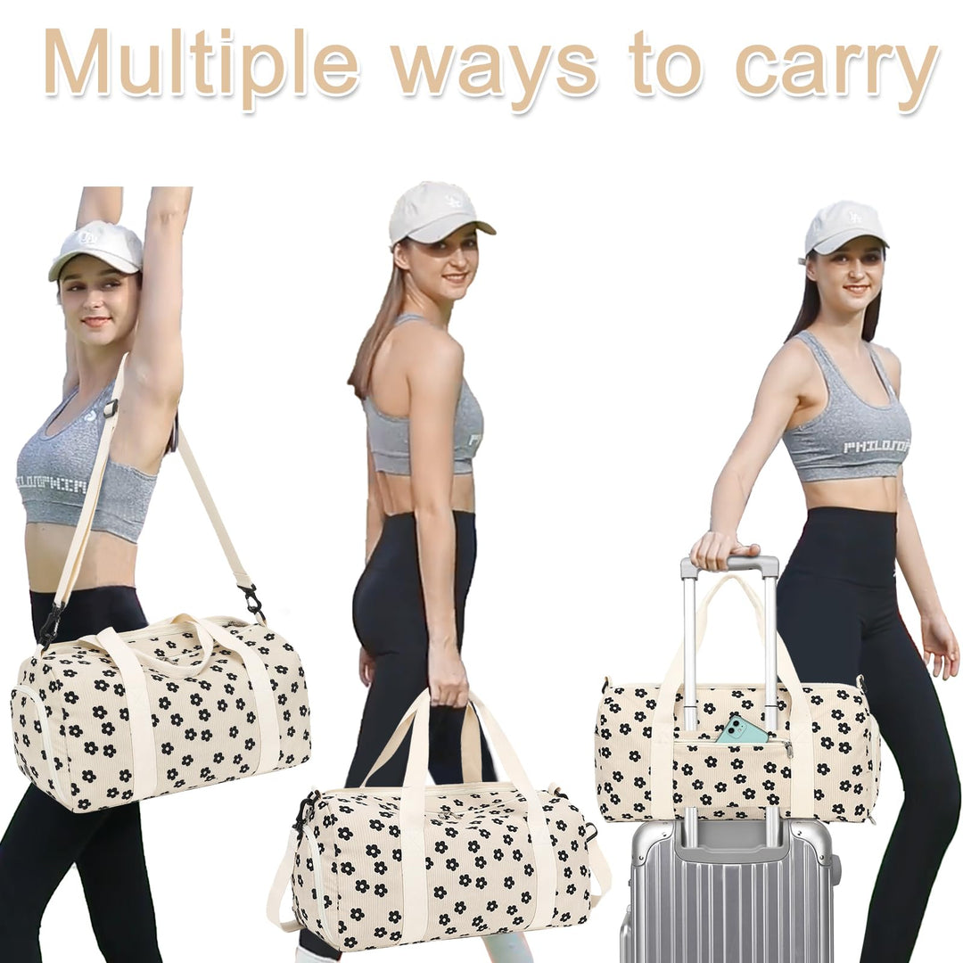 BLUBOON Duffle Bag Girls Kids Cute Gym Bag with Shoes Compartment & Wet Separation Waterproof Sports Overnight Travel Bag