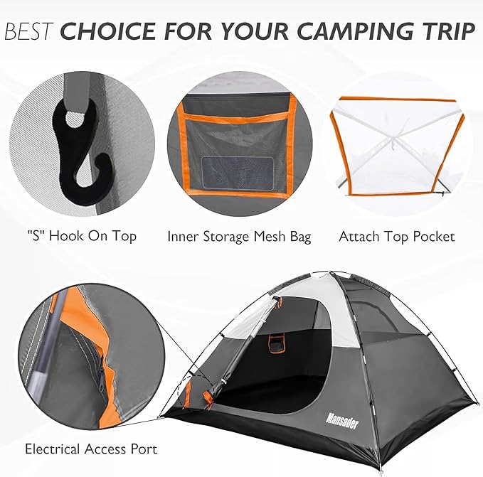 Camping Tent, Waterproof 2/3/4 Person Tents for Camping, Lightweight Easy Set Up Outdoor Hiking Tent Backpacking Tent with Carry Bag, Backpack Tent Suit for Family Beach Hiking Travel