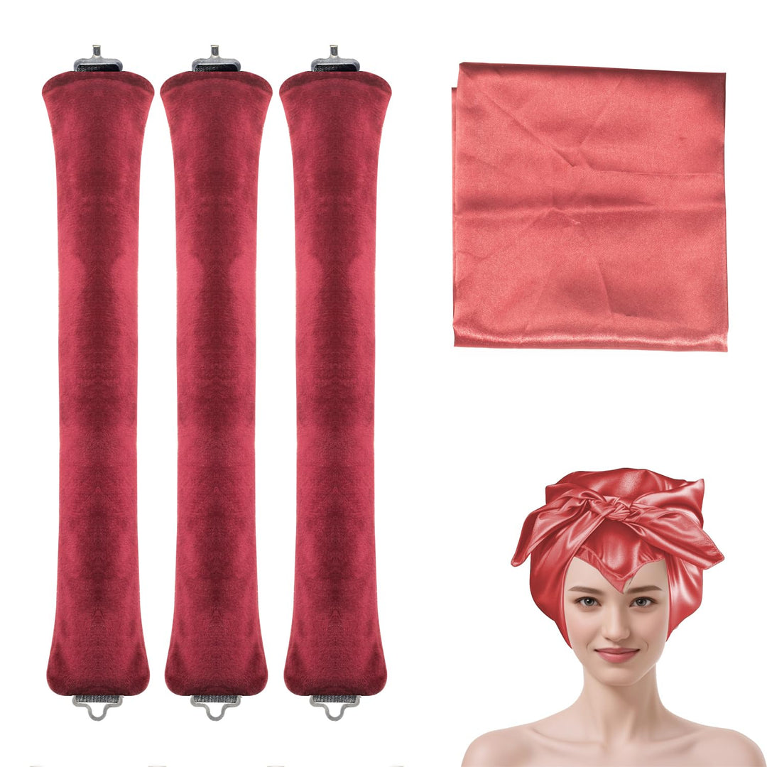 Overnight Blowout Rods,Jumbo Heatless Curling Roller for Long Hair to Sleep in, Soft Velvet Satin Curlers with Scarf for Volume and Blowout Look