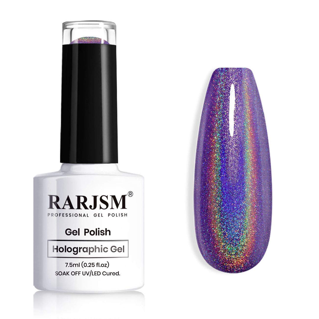Rarjsm Holographic Nail Polish Dark Purple Nail Polish 1 Pack 0.25 Fl.Oz Quick Dry Gel Polish Nail Lamp Cured For Salon Home Diy