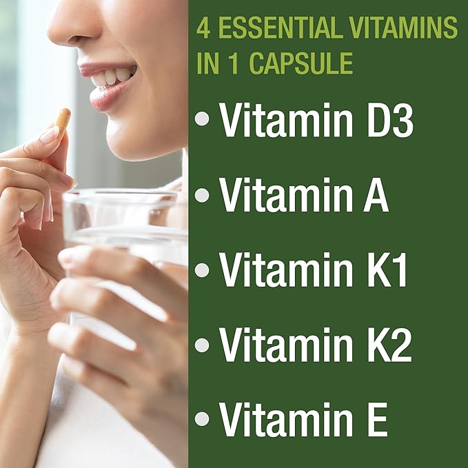 DAKE Vitamin Supplement. Vitamin D 5,000 iu + Vitamin A + Vitamin K + Vitamin E In 1 Vegan Capsule. ADK Vitamin Supplement With E. D3 K2. Essential Vitamins For Mood, Immune, Bone, Vision, Heart