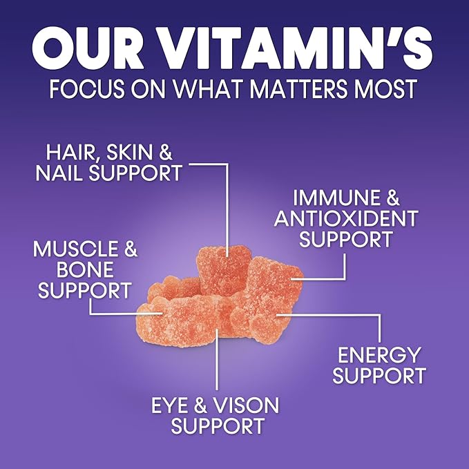 Multivitamin Gummies for Adults, Daily Gummy Vitamin for Women & Men, Immune Support Gummy Multivitamins Supplement, Adult Multi Vit Vitamin with Vitamins A, C, D, E, B-6, B-12, Zinc - 90 Gummies