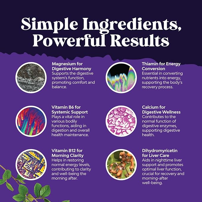 Nighttime Liver Detox & Hydration Pills - Pre and Post Drinking Recovery Liver Support Supplement for Better Mornings with DHM Dihydromyricetin Milk Thistle Extract and Electrolytes (60 Capsules)