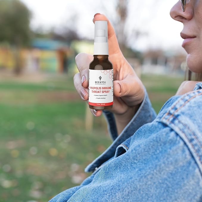 Bee and You Propolis and Probiotic Throat Spray with Ginger, Immune Support, Digestive Health, Antioxidants, Keto, Paleo, Gluten-Free, 1 Fl oz