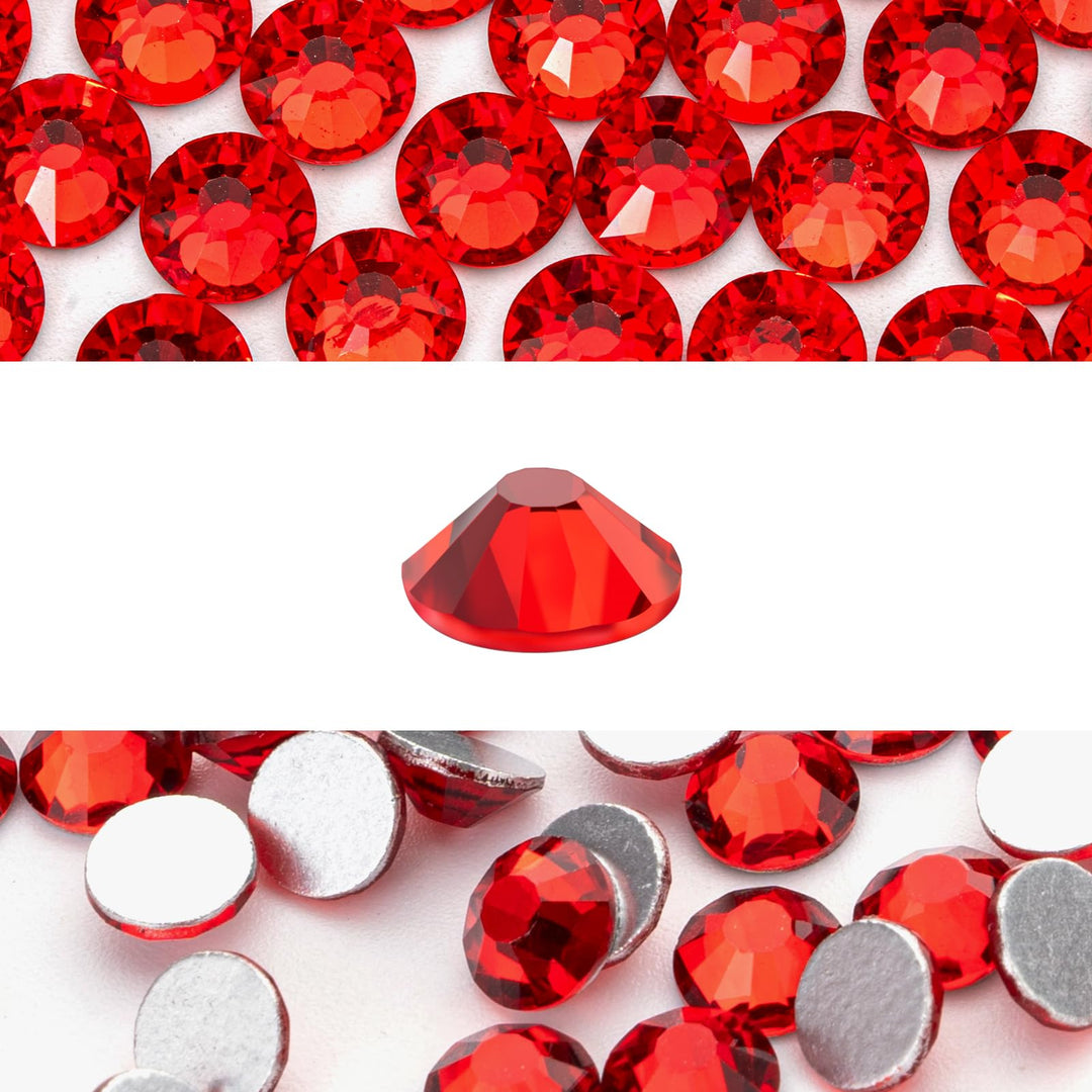 Novani 3000 Pieces Flatback Rhinestones Glass Round Gems Red Crystals for Nail Art DIY Crafts Clothes Shoes,SS6,1.9-2.0mm