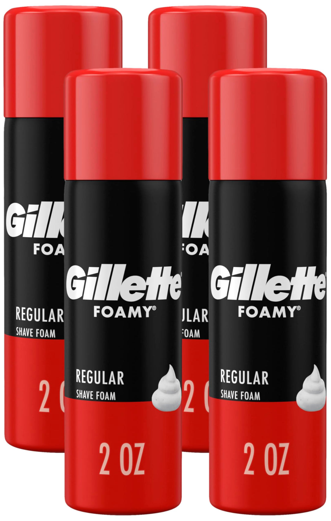 Gillette Foamy Regular Shaving Foam, 2 oz (Pack of 4)