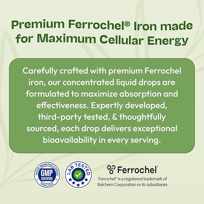 Iron Supplement for Women - High Absorption Liquid Iron Drops - Vegan Non-GMO Supplements - Versatile Alternative to Pills & Gummies, Support Energy Levels & Daily Balance (Mixed Berry, 60ml)