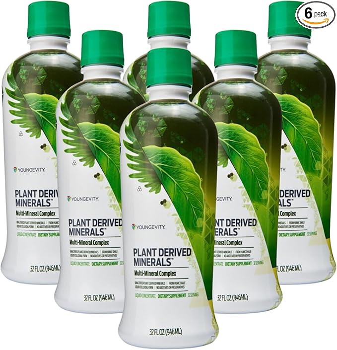 Youngevity Plant Derived Liquid Minerals - 77+ Natural Unaltered Trace Minerals - 19,000mg Plant Mineral Solids - Colloidal Form Humic Shale - (32 oz Pack of 6)