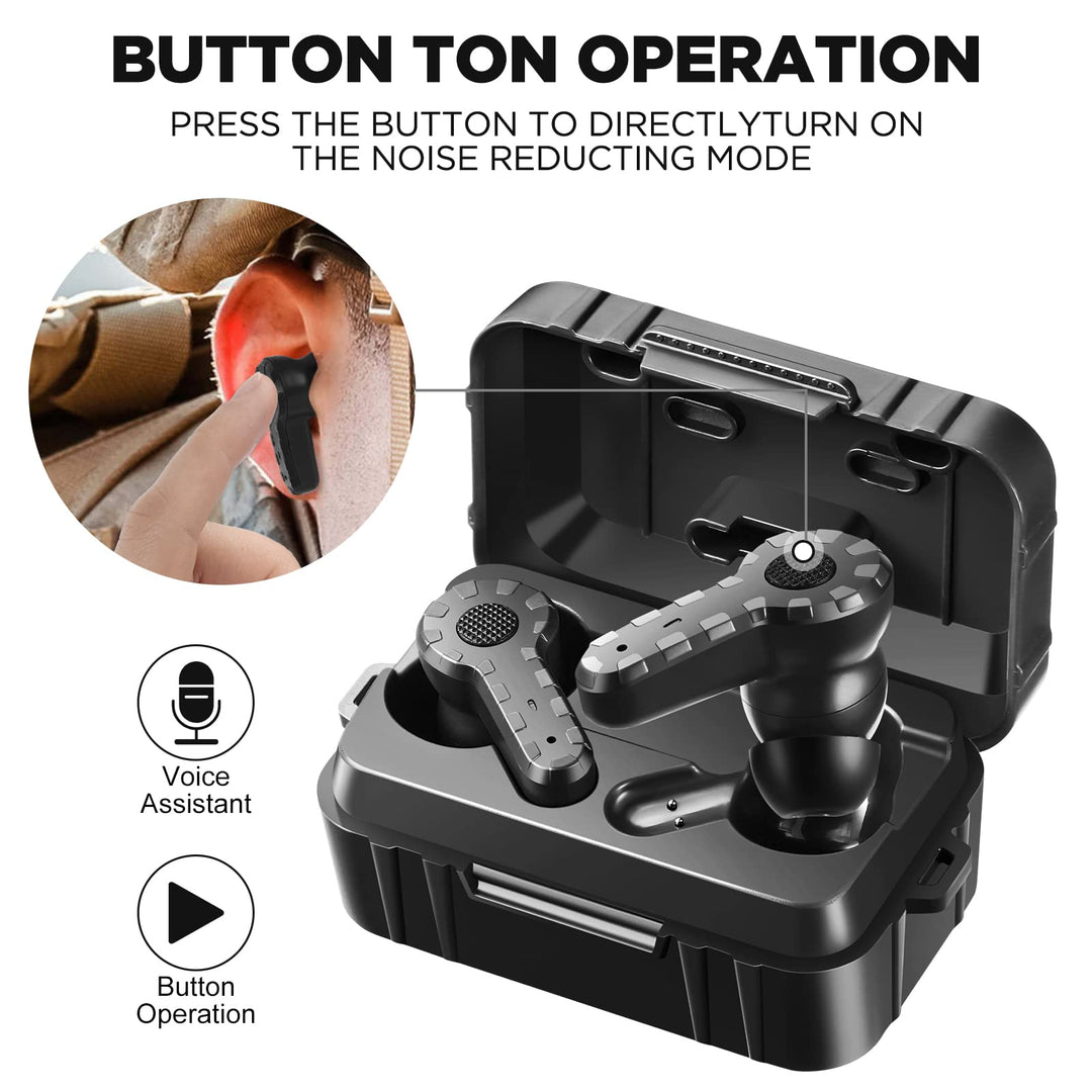 ARM NEXT Electronic Bluetooth Sound Suppression Ear Hearing Protection, NRR 27dB Wireless Earplug with Rechargeable Case, in-Ear Gun Sound Amplification Earbud for Shooting, Hunting and Range (Black)