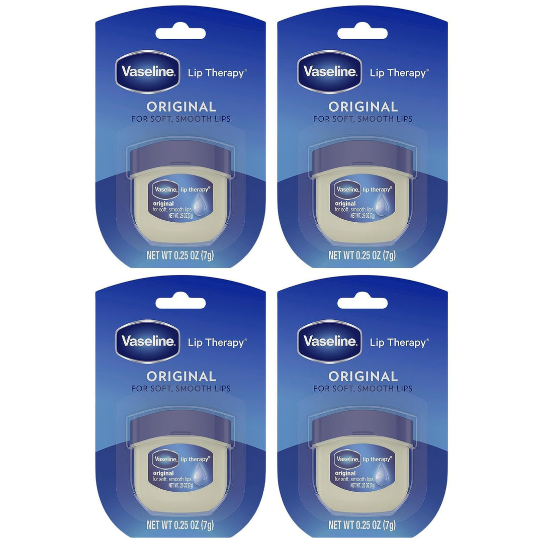 Vaseline Lip Therapy Original 4-Pack - Moisturizing Lip Balm For Very Dry Lips In Mini Jars, 0.16 Oz Ea