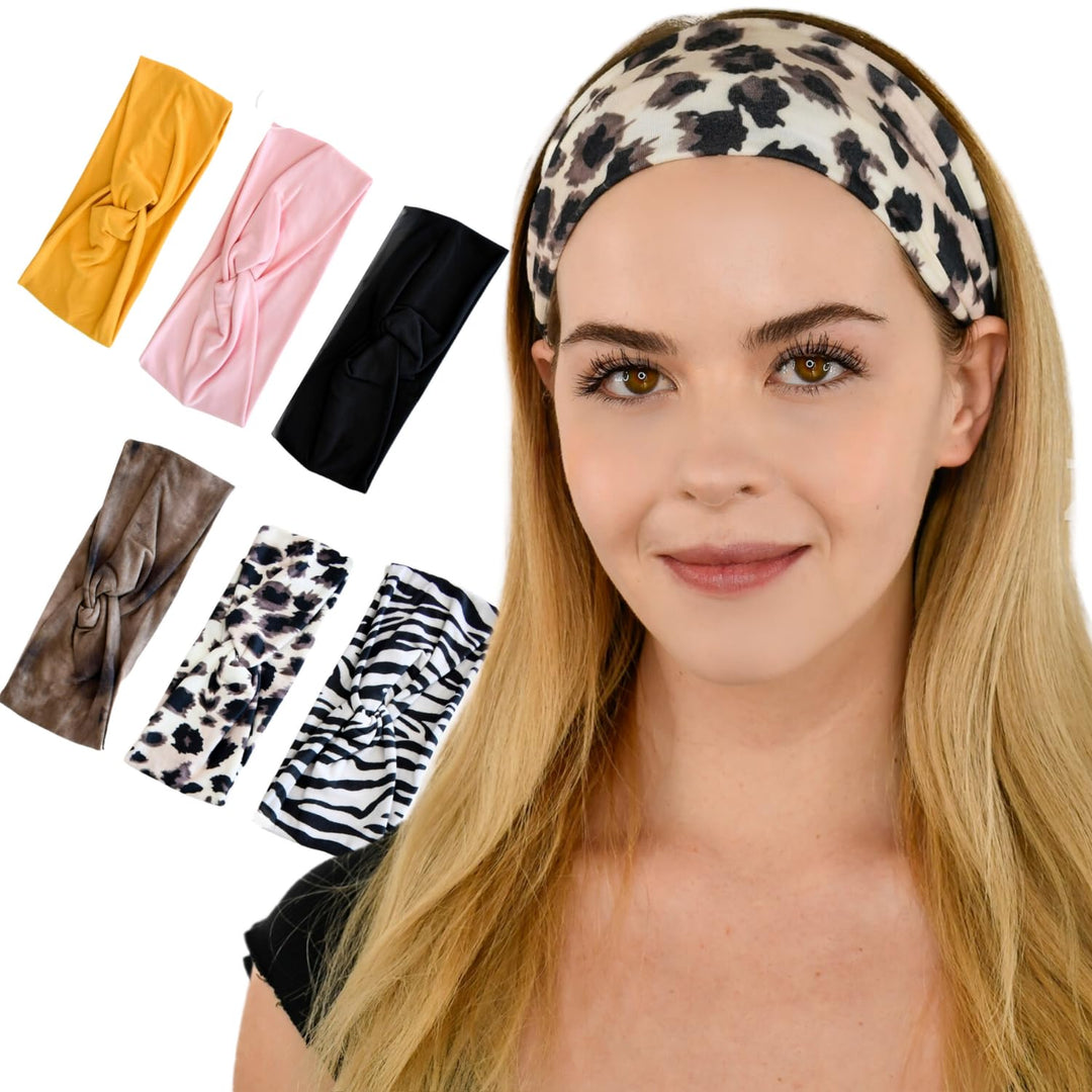 Lotus78 Headbands For Women 6 Pack, Fashionable Sports Hairbands, Elastic Wide Headbands, Non-Slip Workout Yoga Sports Headbands