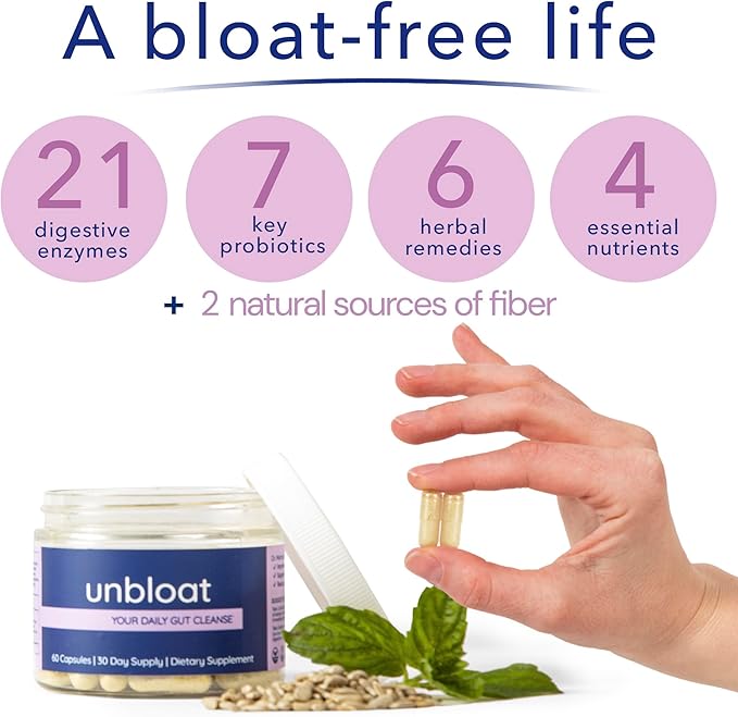 Anti-Bloat Pills for Women - Effective Bloating Relief and Digestive Support Supplement, Enhances Gut Health, No Bloat Formula with Pre and Probiotics, Debloating Supplements - 60 Count