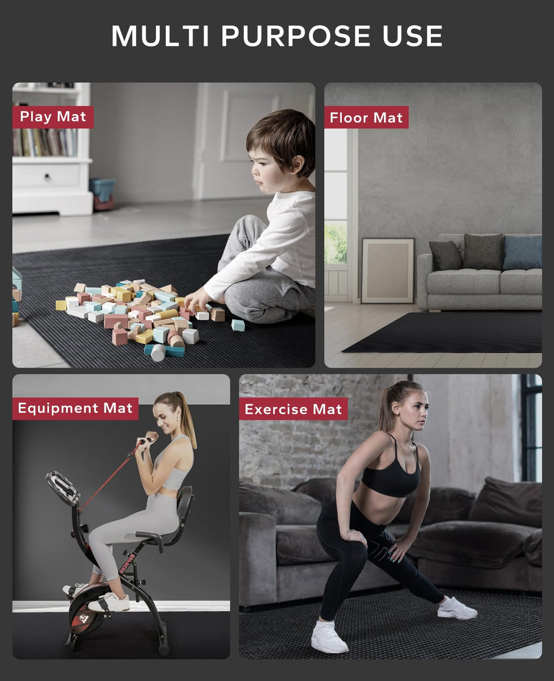 HAPBEAR Extra Large Exercise Mat-9'x6'x8mm(1/3 inch), Non-Slip, Ultra Durable, Thick Workout Mats for Home Gym Flooring Cardio, Yoga Mats for Fitness, High-Density Exercise Mat, Shoes-Friendly