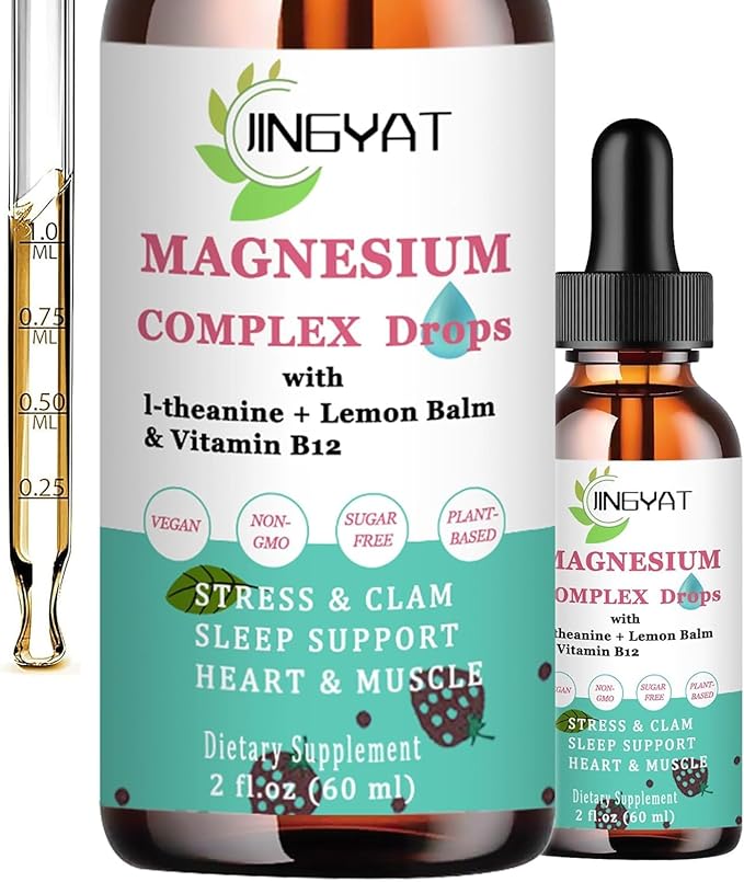 5-in-1 Magnesium Drops - 1000mg of Magnesium Glycinate, L-Threonate,Citrate,Taurate,Malate and l-theanine - High Absorption Magnesium Liquid