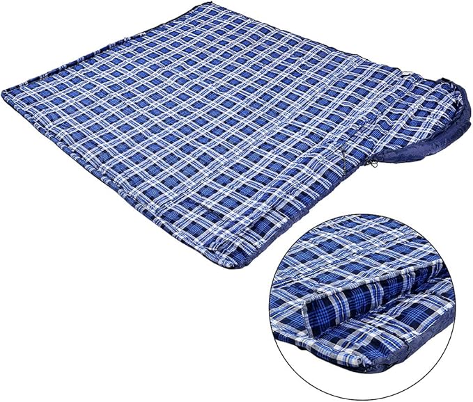 AGEMORE Cotton Flannel Sleeping Bag XL for Camping, Envelope Sleeping Bags for Adults 91"X35", Great for 3-4 Season Traveling, Hiking & Outdoor Activities, Waterproof Comfort with Compression Sack