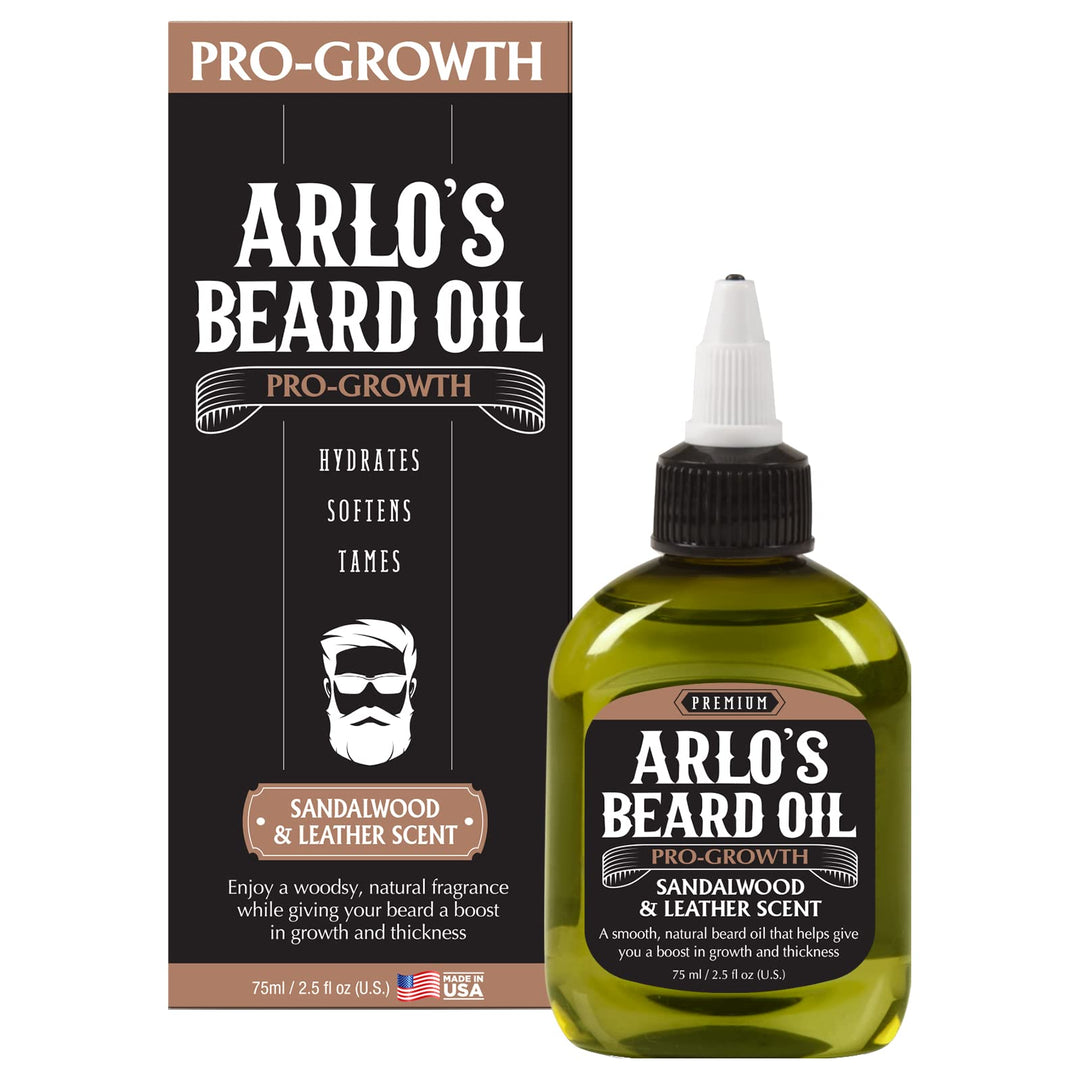 Arlo'S Pro Growth Beard Oil - Sandalwood Leather Scent 2.5 Oz. - Promotes Beard Hair Growth