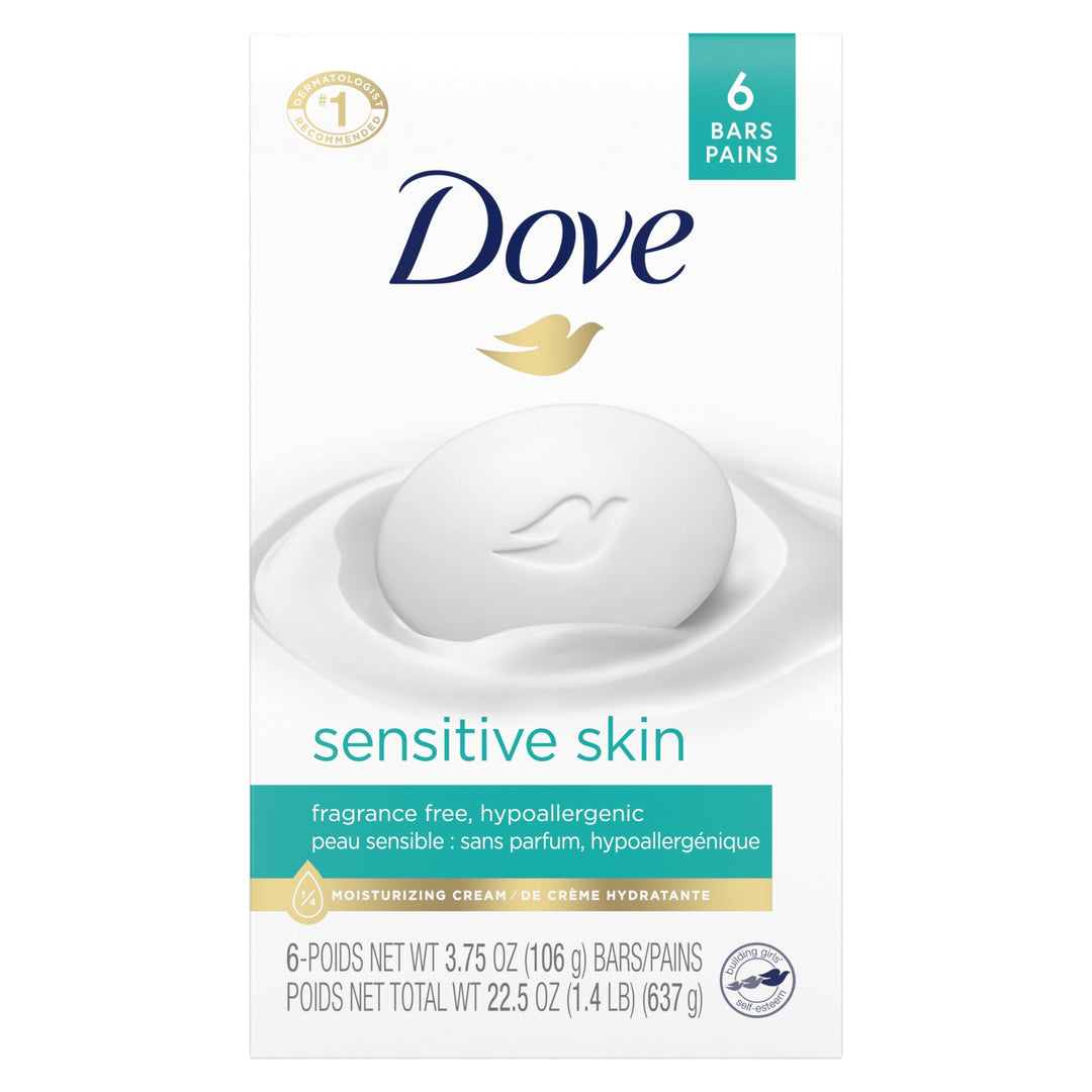 Dove Sensitive Skin Unscented Hypo-Allergenic Beauty Bar 3.75 Oz (Pack Of 6)