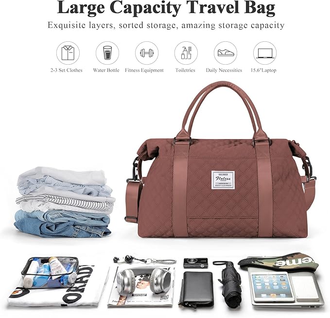 Travel Duffel Bag,Sports Tote Gym Bag,Shoulder Weekender Overnight Bag for Women