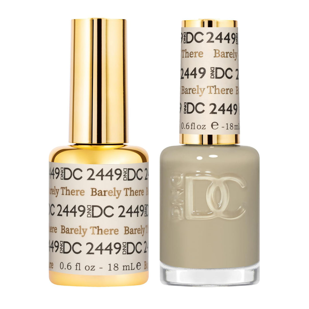 DND DC Gel Polish Set, Sheer Collection, UV/LED Gel Polish and Air Dry Nail Lacquer, Matching Chip-Free Polish Duo, 2449 Barely There, 0.5 Fl Oz