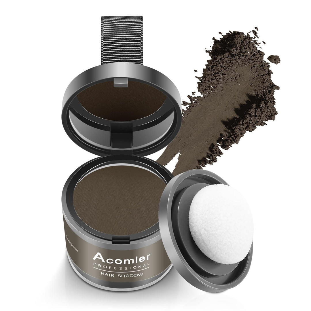 Acomler Instantly Root Touch Up Hairline Shadow Powder,Root Cover Up Hair Powder,Dark Brown for Thinning Hair, Grey Hair Coverage Hair Powder for Womem with Eyebrows,Beard Line,Bald Spots (Dark Brown)