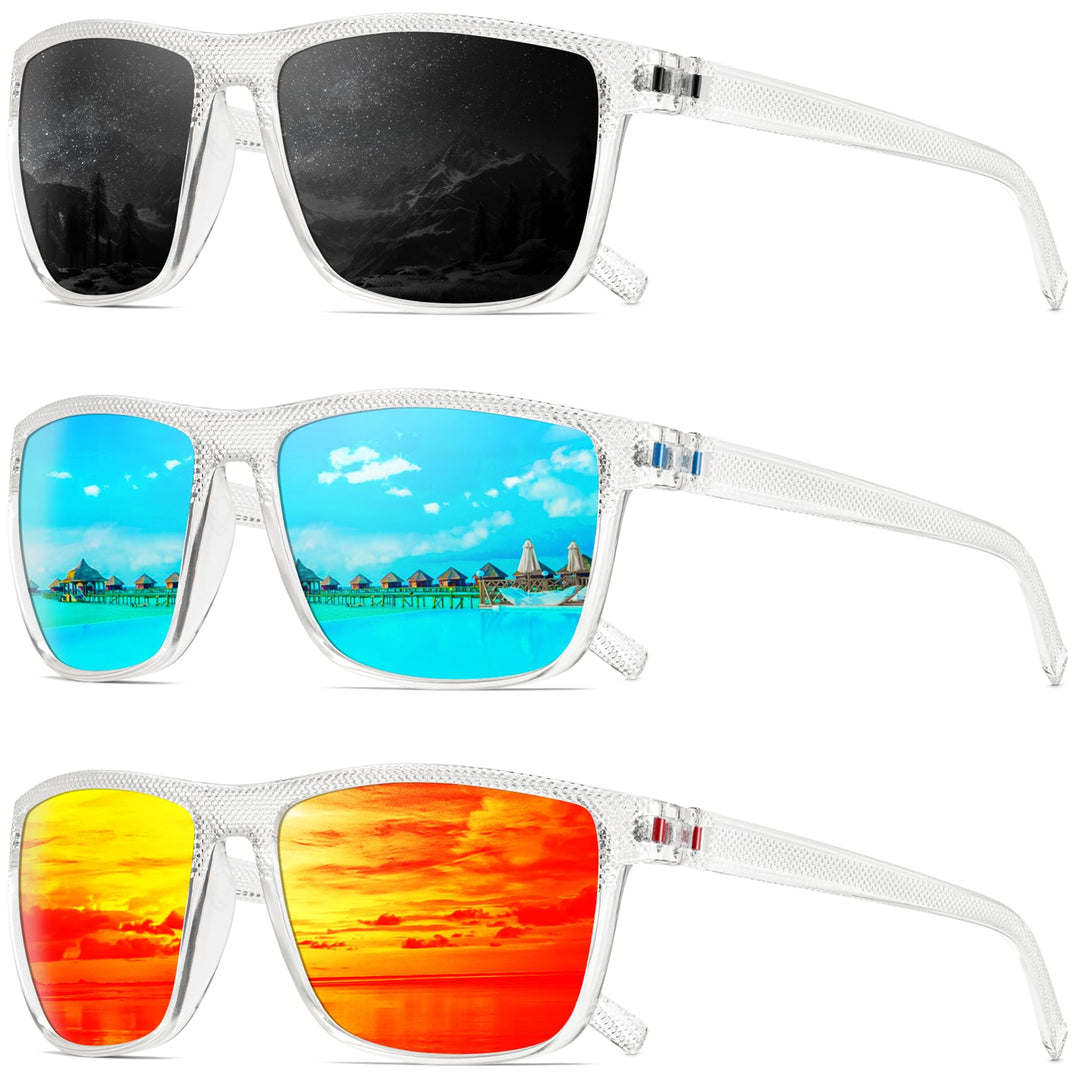QALLY Polarized Sunglasses Men, Mens Sunglasses Polarized UV protection Lightweight Sun Glasses for Driving Fishing Golf